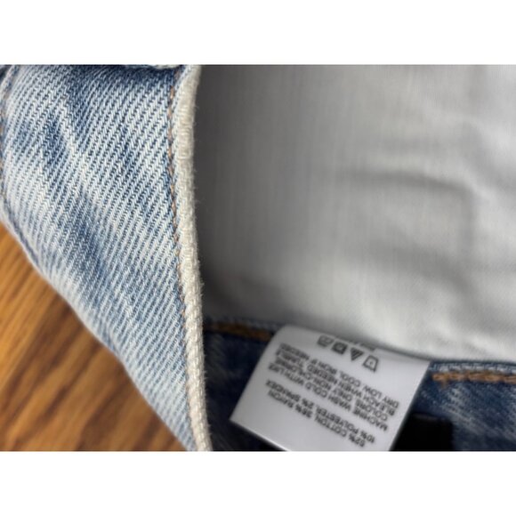 Express Womens Straight Ankle Jeans Size 12 Blue Distressed Denim High Rise - Picture 5 of 6